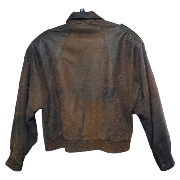 Vintage Pelle Cuir Brown Leather Bomber Aviator Zip Up Jacket Women Size Small S - Picture 2 of 11